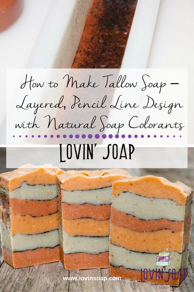 How to Make Tallow Soap – Layered, Pencil Line Design with Natural Soap Colorants