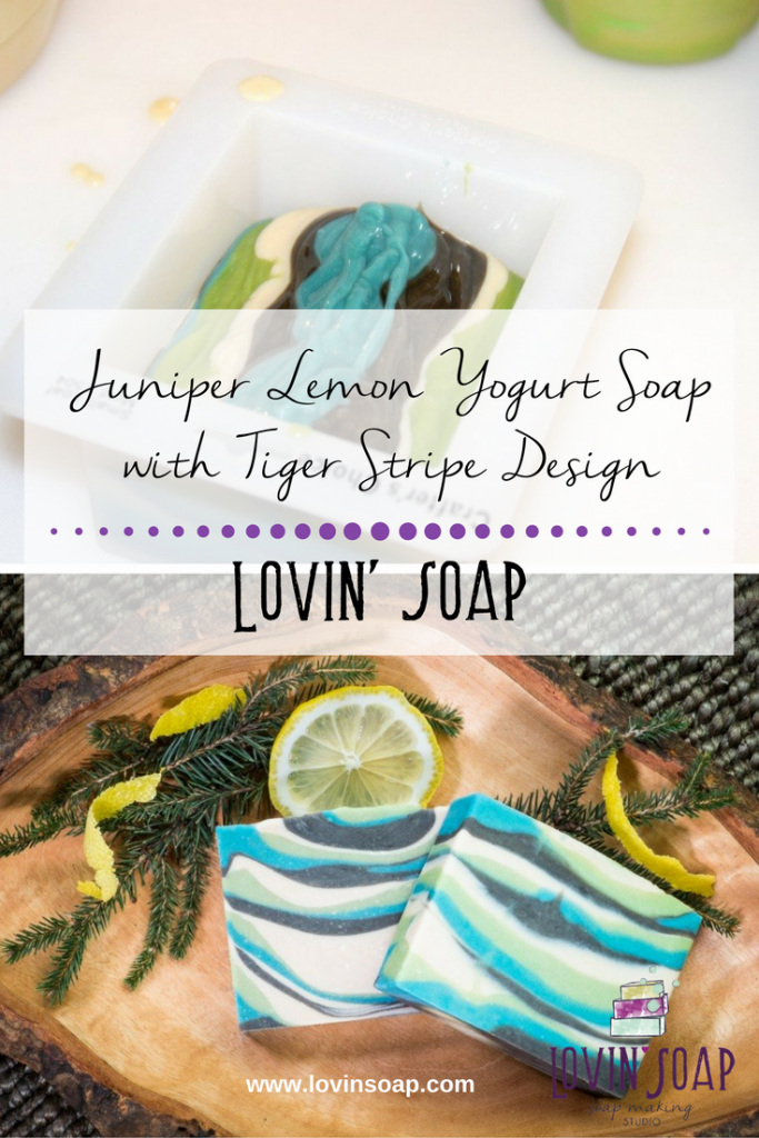 Juniper Lemon Yogurt Soap with Tiger Stripe Design
