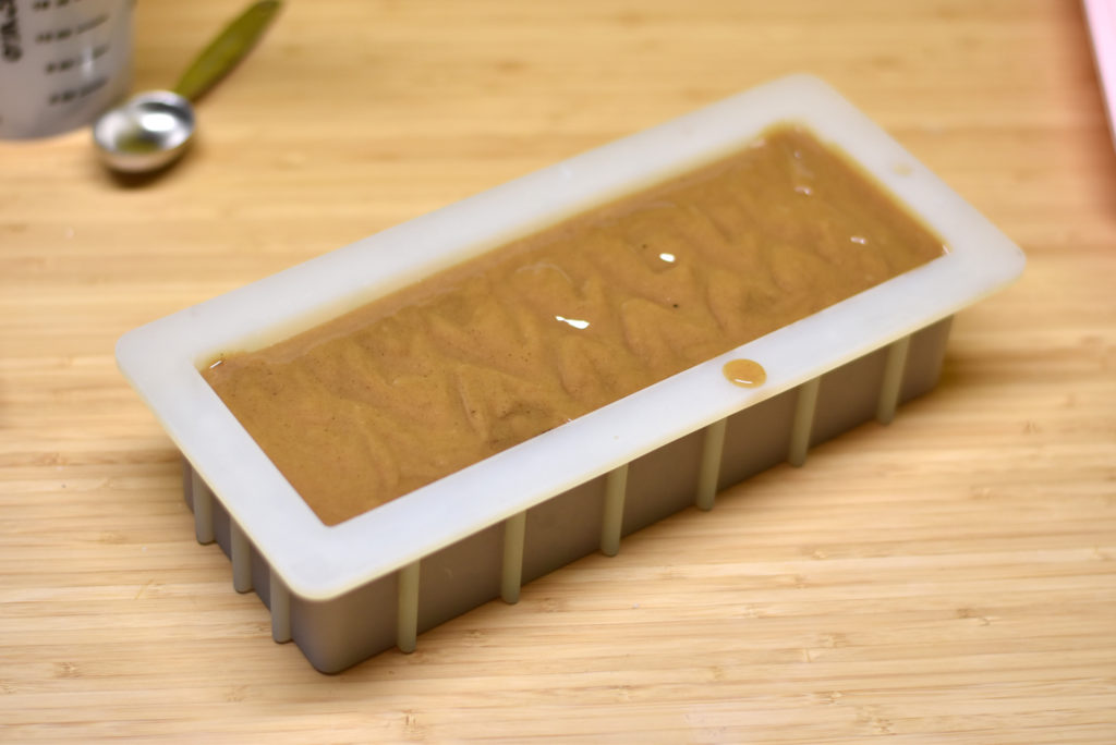 pour coffee soap into mold